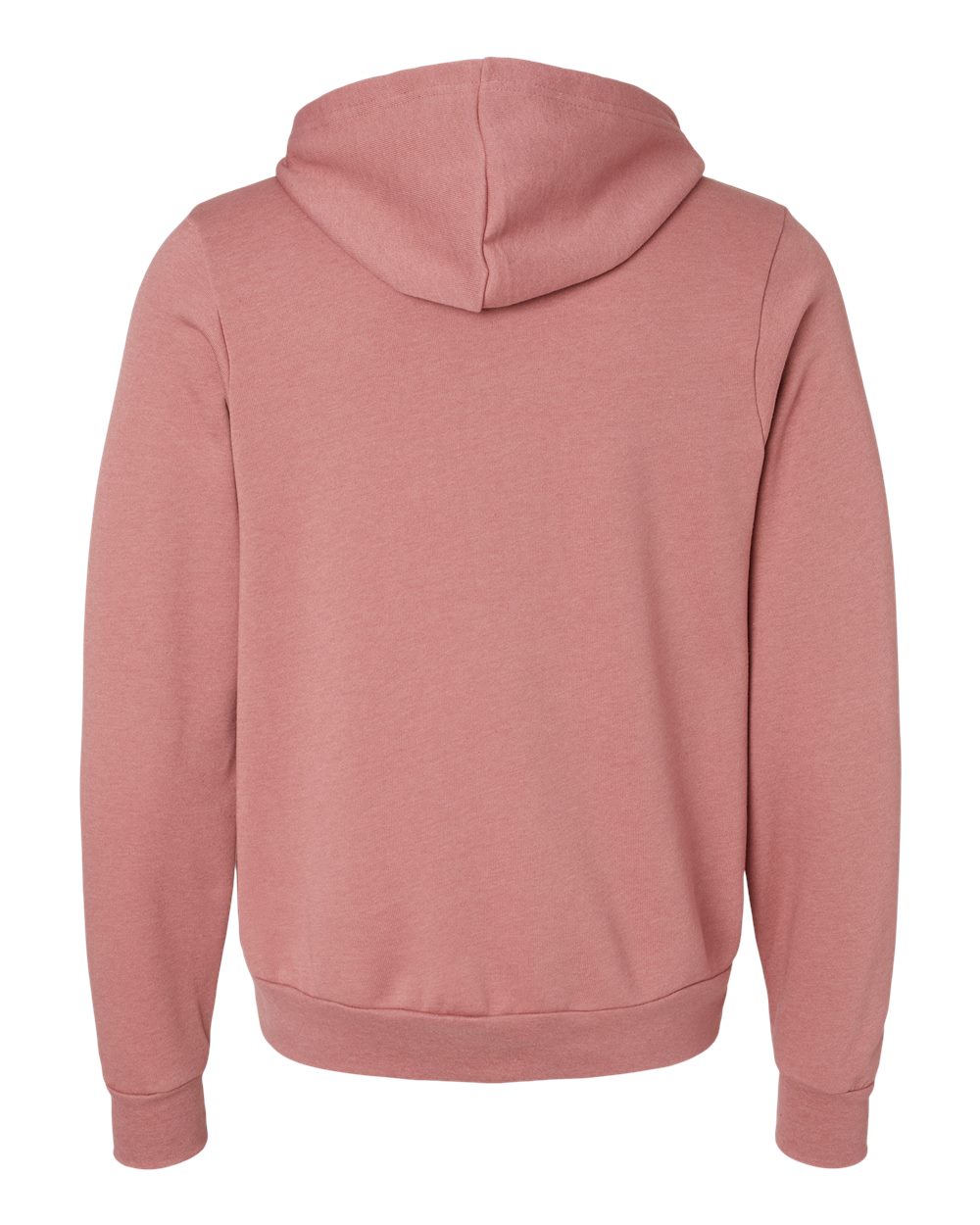 Rear View of Heather Mauve Sponge Fleece Full-Zip Hoodie - 3739