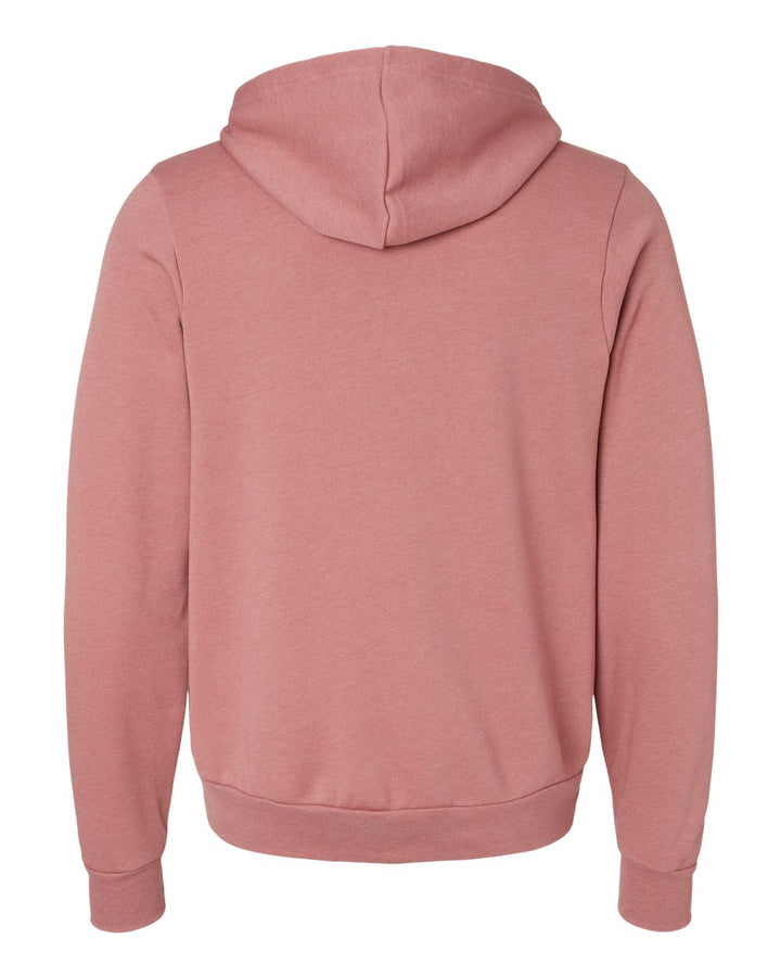 Rear View of Heather Mauve Sponge Fleece Full-Zip Hoodie - 3739