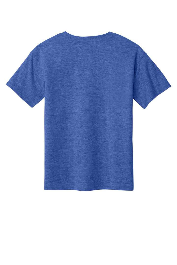 Rear View of HthrRoyal Gildan Youth Softstyle T-Shirt 64000B