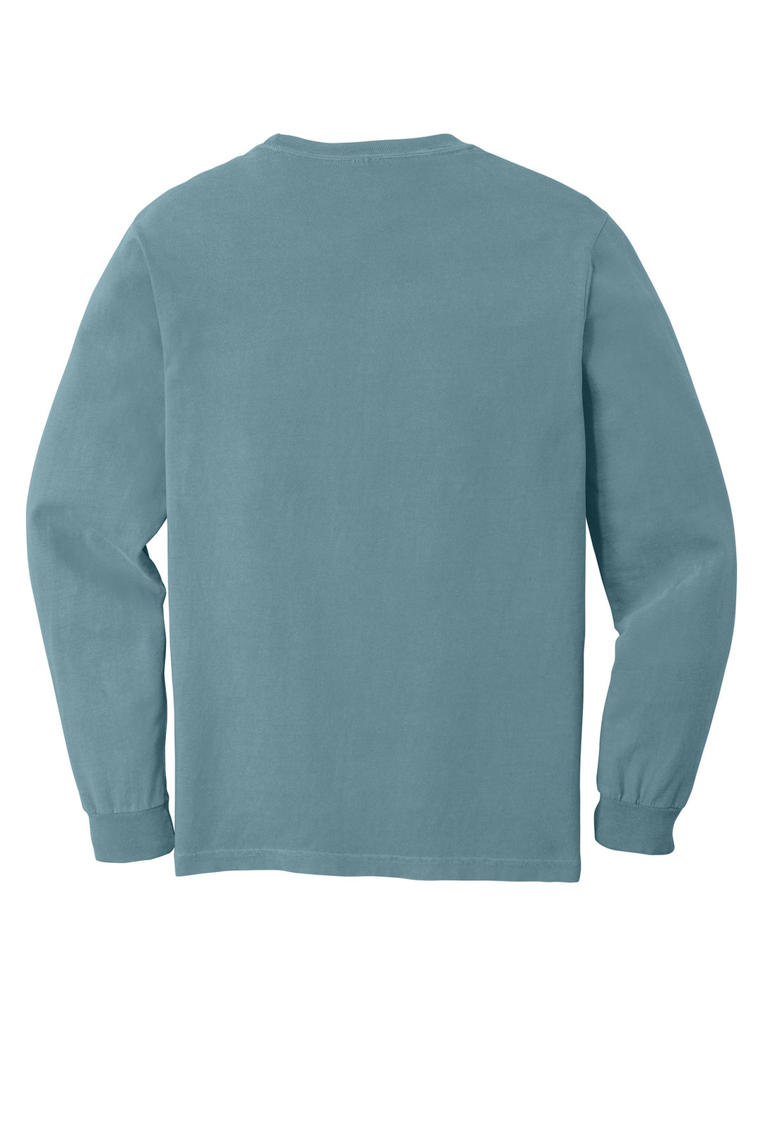 Rear View of Ice Blue COMFORT COLORS Heavyweight Ring Spun Long Sleeve Tee. 6014