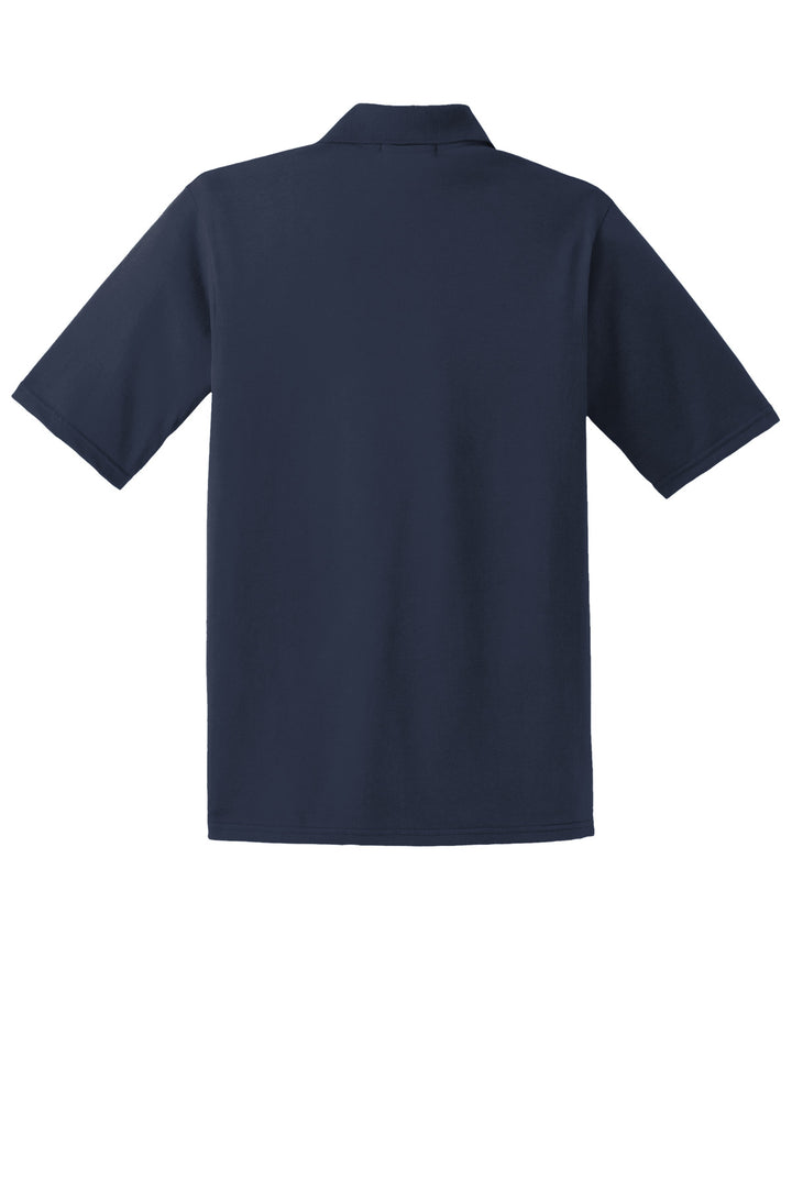 Rear View of JNavy Jerzees Dri-Power Pocket Sport Shirt. 436MP