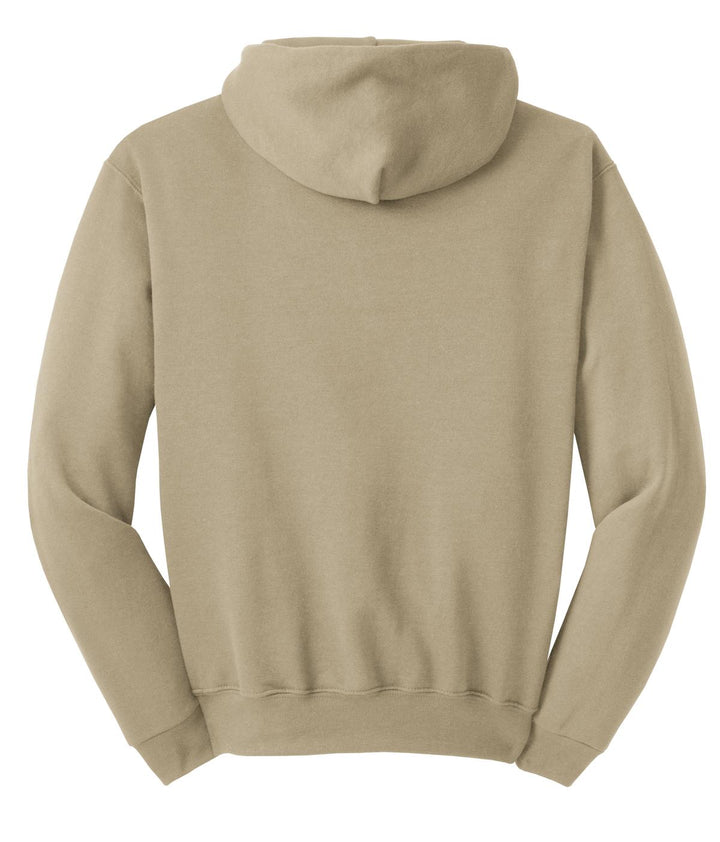 Rear View of Khaki Jerzees NuBlend Pullover Hooded Sweatshirt. 996M