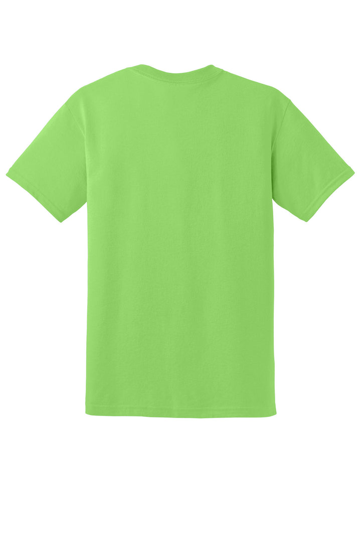 Rear View of Lime Gildan DryBlend 50 Cotton/50 Poly T-Shirt. 8000
