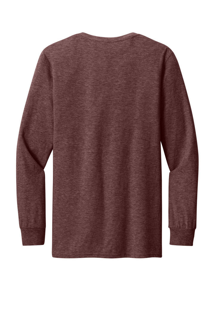 Rear View of MaroonHthr Jerzees Premium Blend Ring Spun Long Sleeve T-Shirt 560LS