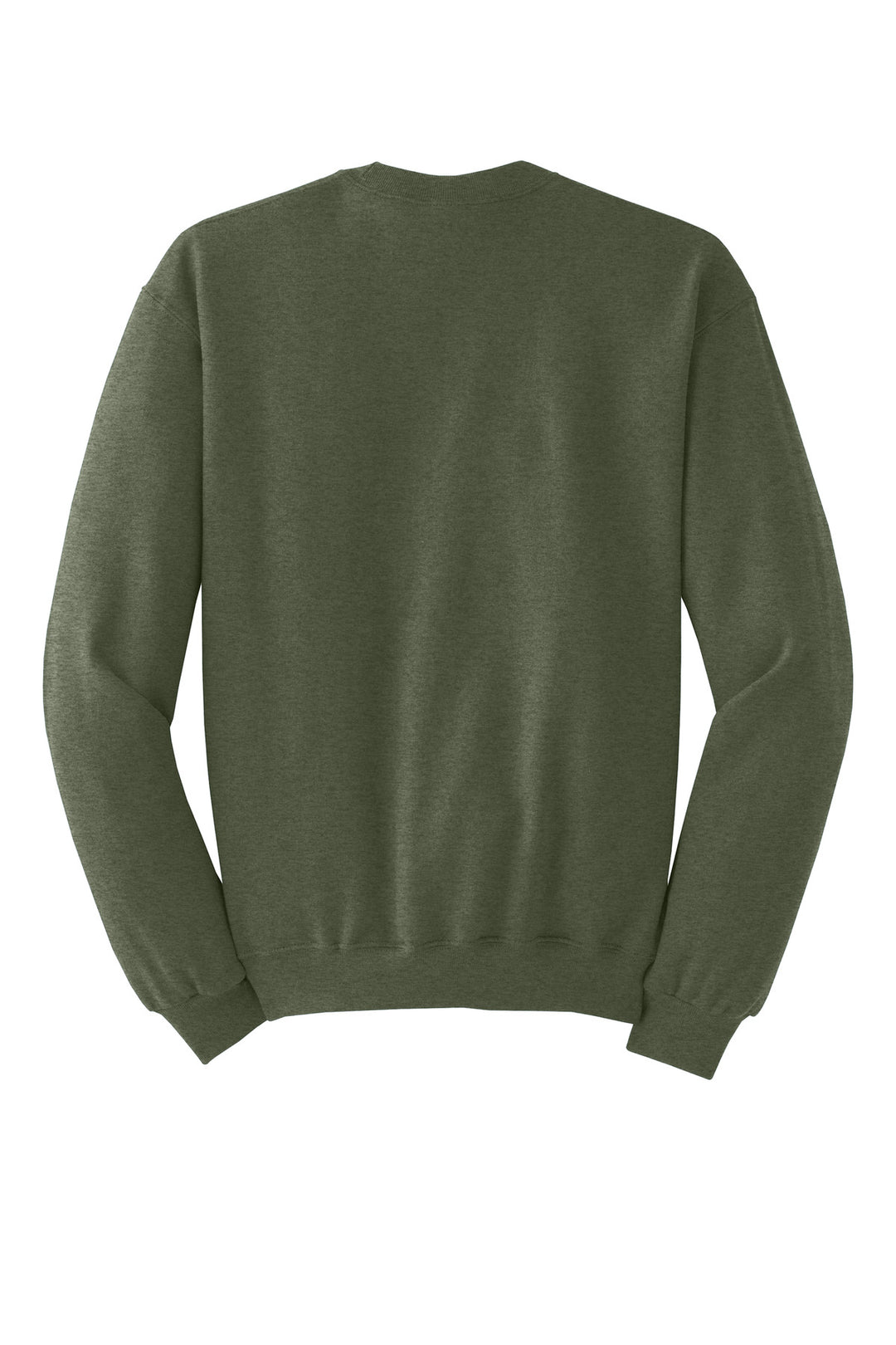 Rear View of MilGrnHtr Jerzees - NuBlend Crewneck Sweatshirt. 562M