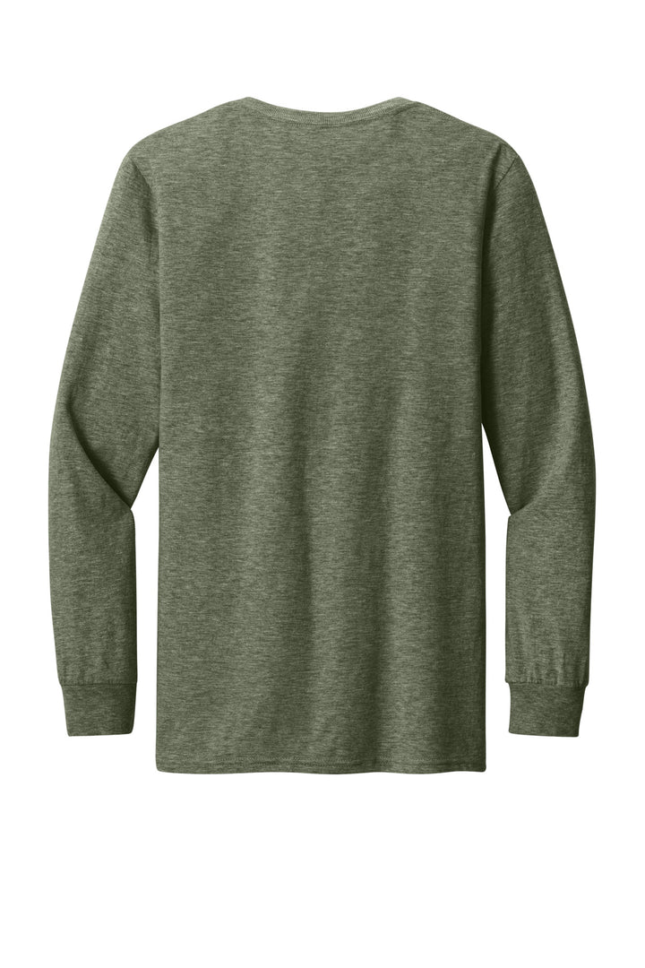 Rear View of MilGrnHtr Jerzees Premium Blend Ring Spun Long Sleeve T-Shirt 560LS