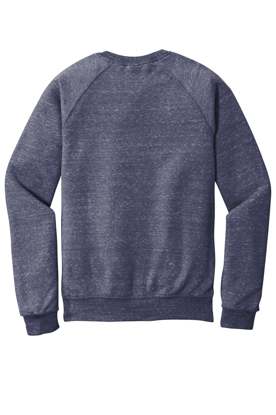 Rear View of Navy Jerzees Snow Heather French Terry Raglan Crew 91M