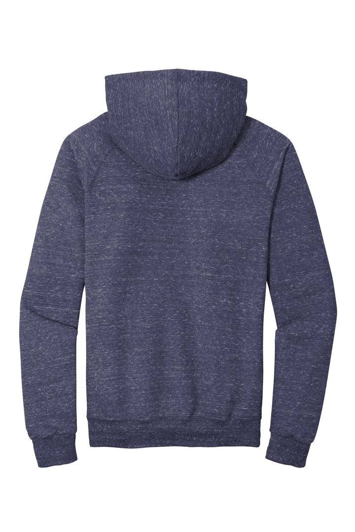 Rear View of Navy Jerzees Snow Heather French Terry Raglan Hoodie 90M