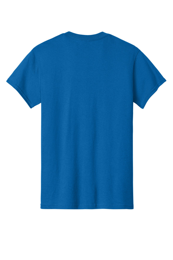 Rear View of Neon Blue Gildan - Heavy Cotton 100% Cotton T-Shirt. 5000