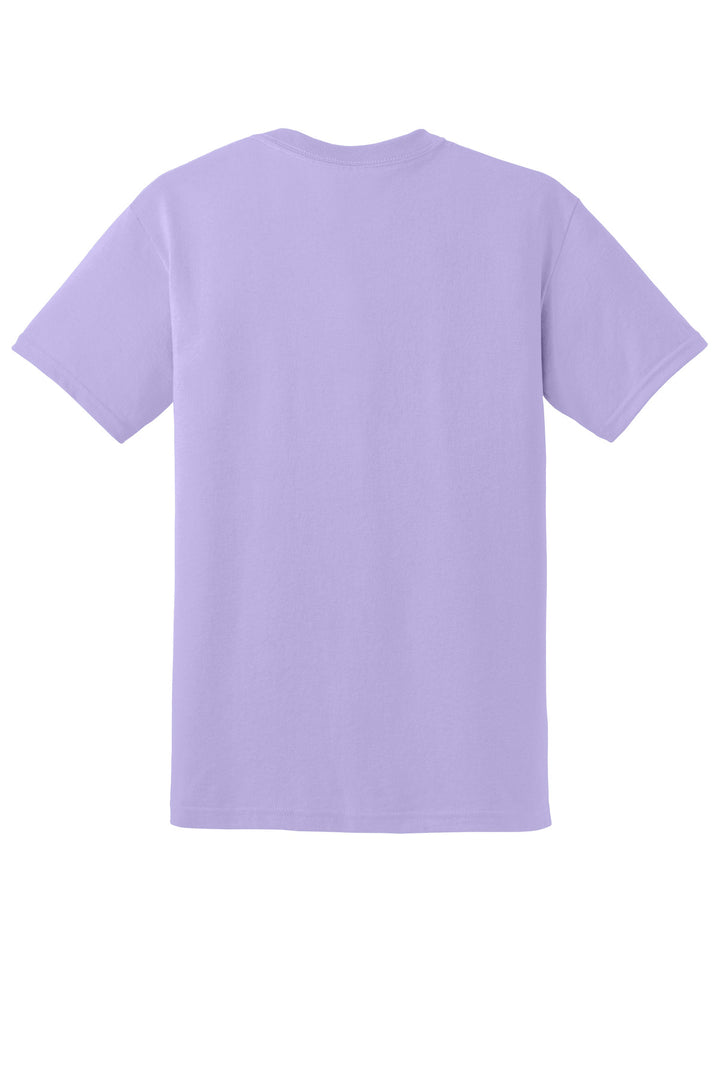 Rear View of Orchid Gildan DryBlend 50 Cotton/50 Poly T-Shirt. 8000