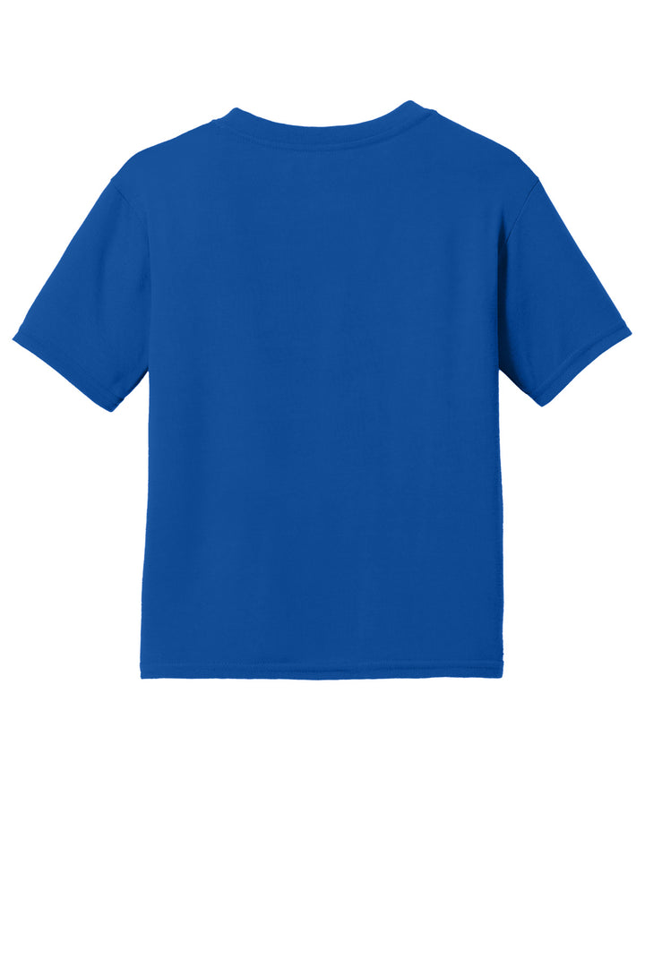 Rear View of Royal Gildan Youth Gildan Performance T-Shirt. 42000B