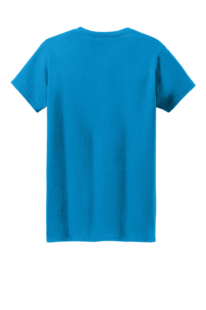 Rear View of Sapphire Gildan Women's Heavy Cotton 100% Cotton T-Shirt. 5000L