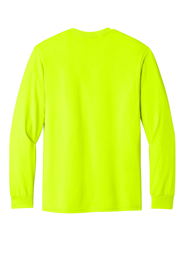 Rear View of SftyGrn Gildan - Heavy Cotton 100% Cotton Long Sleeve T-Shirt. 5400