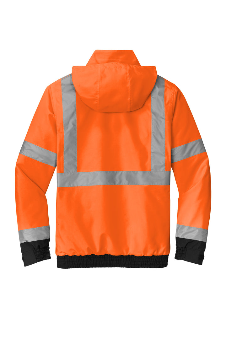 Rear View of SftyOrg CornerStone ANSI 107 Class 3 Economy Waterproof Insulated Bomber Jacket CSJ500