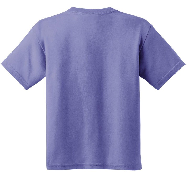 Rear View of Violet Gildan - Youth Heavy Cotton 100% Cotton T-Shirt. 5000B