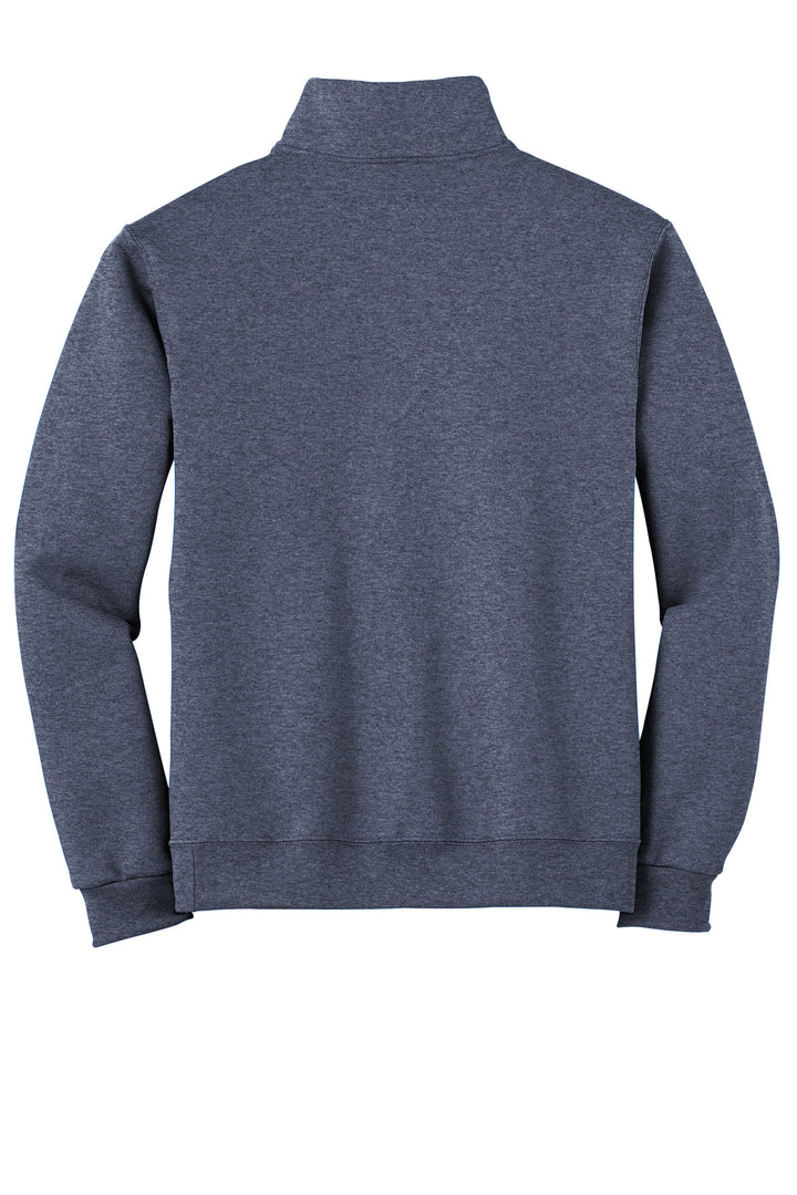 Rear View of VtgHtrNavy Jerzees - NuBlend 1/4-Zip Cadet Collar Sweatshirt. 995M