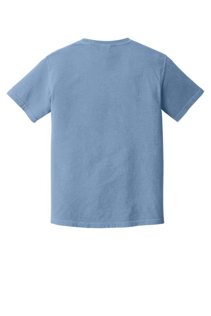 Rear View of Washed Denim COMFORT COLORS Heavyweight Ring Spun Tee. 1717
