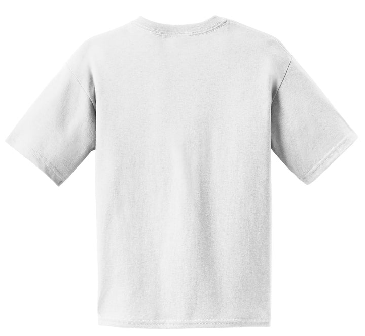 Rear View of White Gildan - Youth Ultra Cotton 100% US Cotton T-Shirt. 2000B