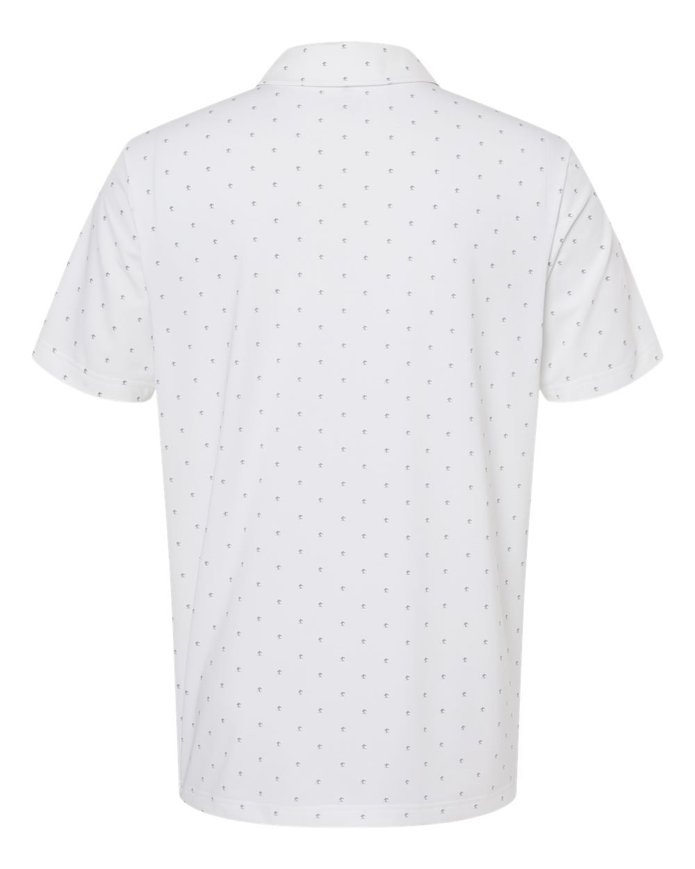 Rear View of White/ Grey Three Pine Tree Polo - A574