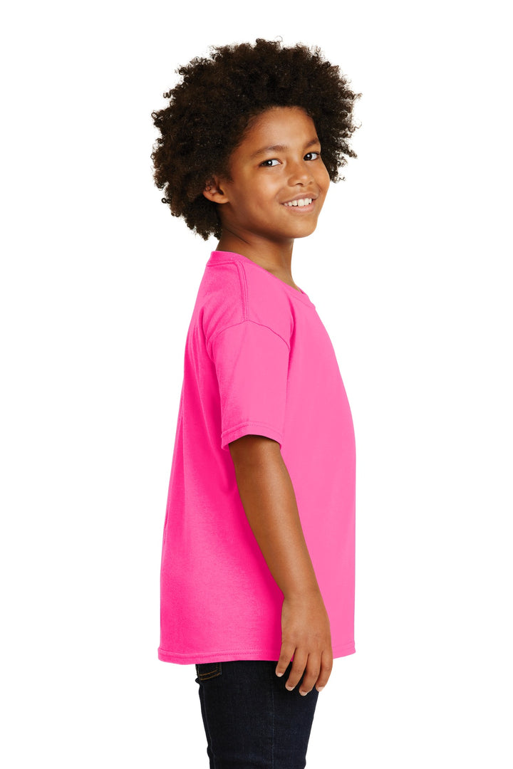 Safety Pink Gildan - Youth Heavy Cotton 100% Cotton T-Shirt. 5000B