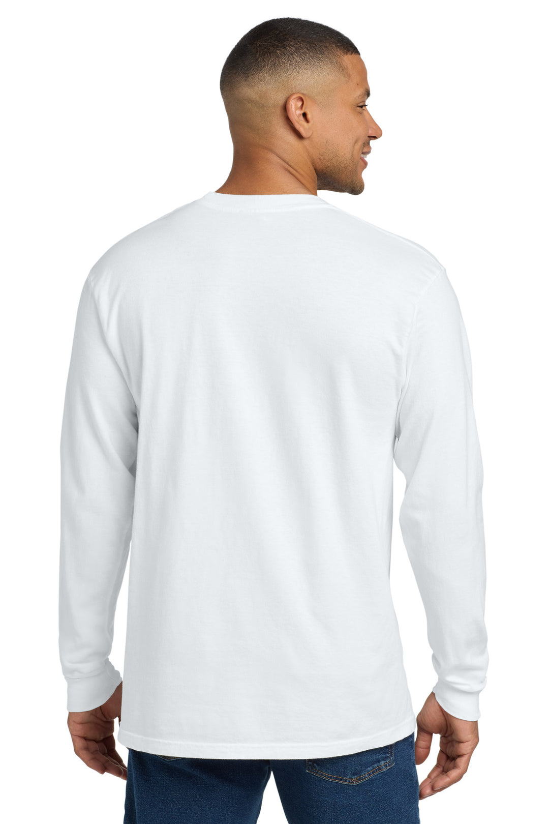 White COMFORT COLORS Heavyweight Ring Spun Long Sleeve Pocket Tee. 4410