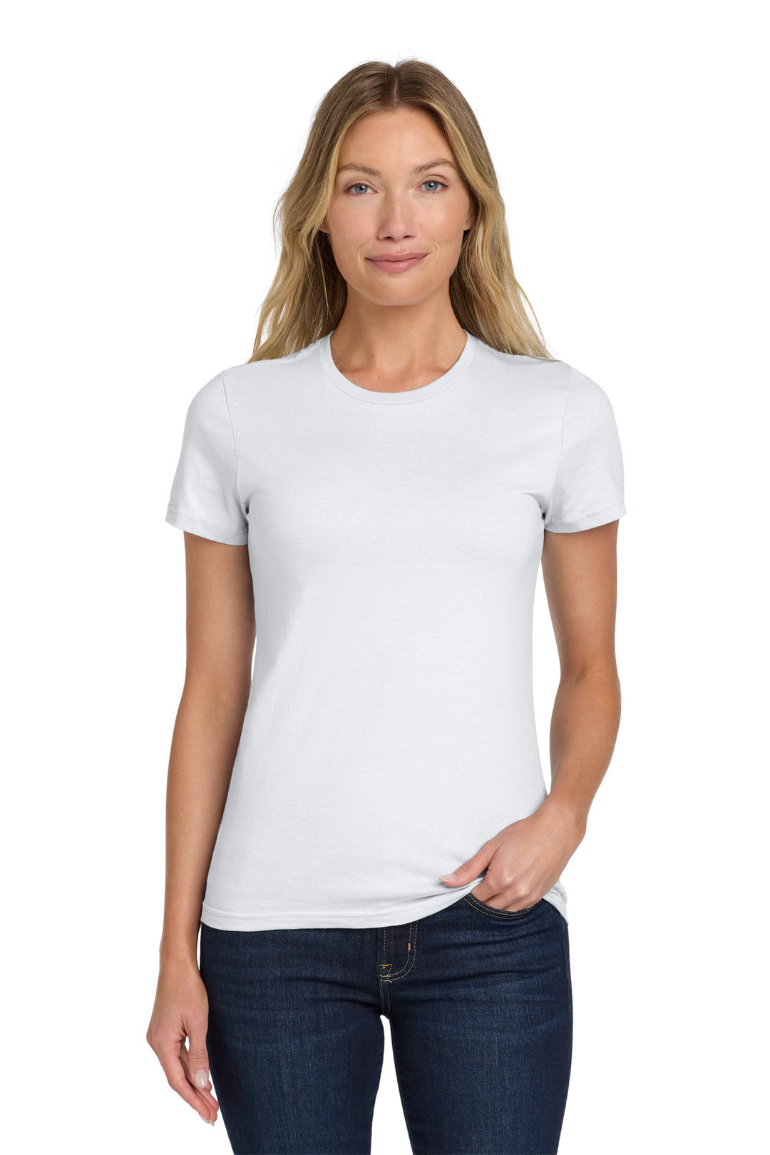 White Gildan Softstyle Women's T-Shirt. 64000L