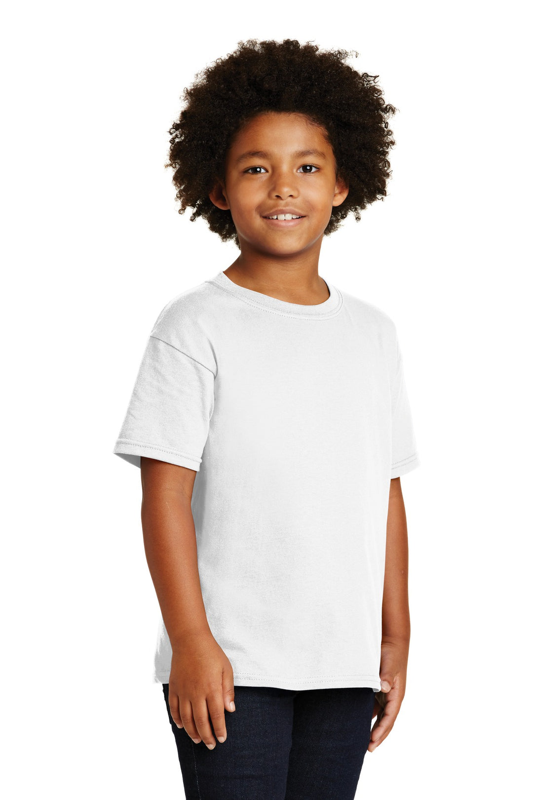 White Gildan - Youth Heavy Cotton 100% Cotton T-Shirt. 5000B