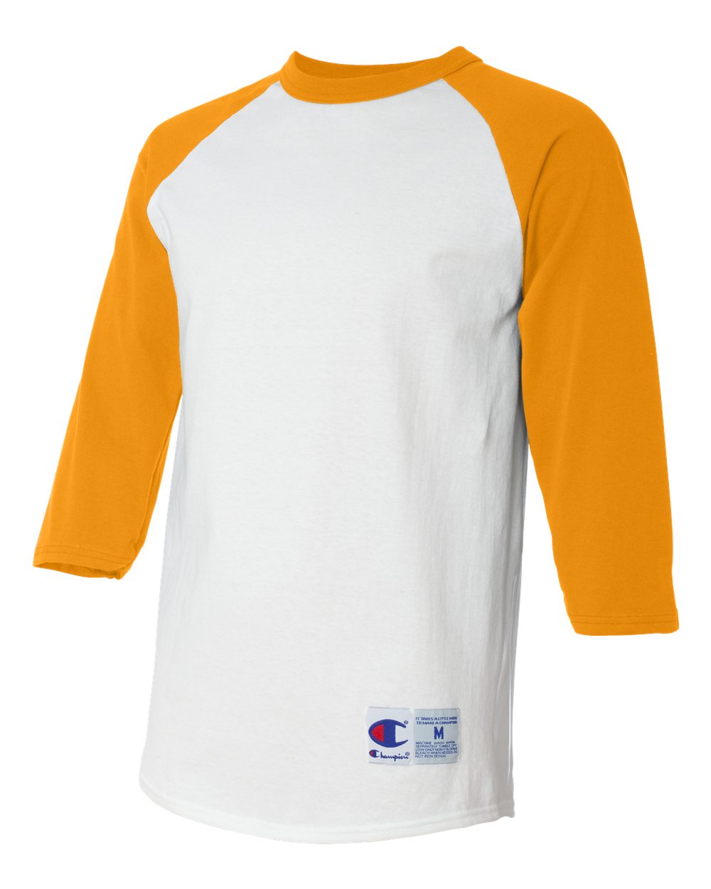 White/ Gold Raglan Sleeve Baseball T-Shirt - T137